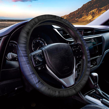Blue Heartbeat Print Car Steering Wheel Cover