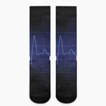 Blue Heartbeat Print Crew Socks