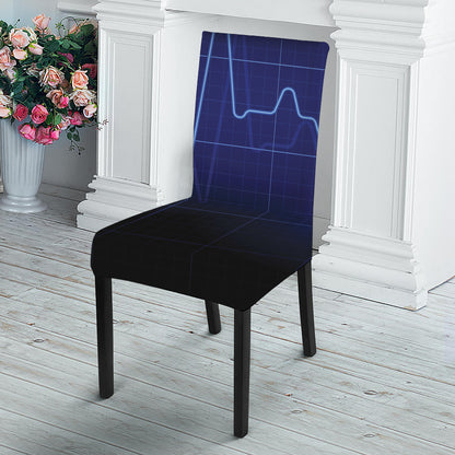 Blue Heartbeat Print Dining Chair Slipcover