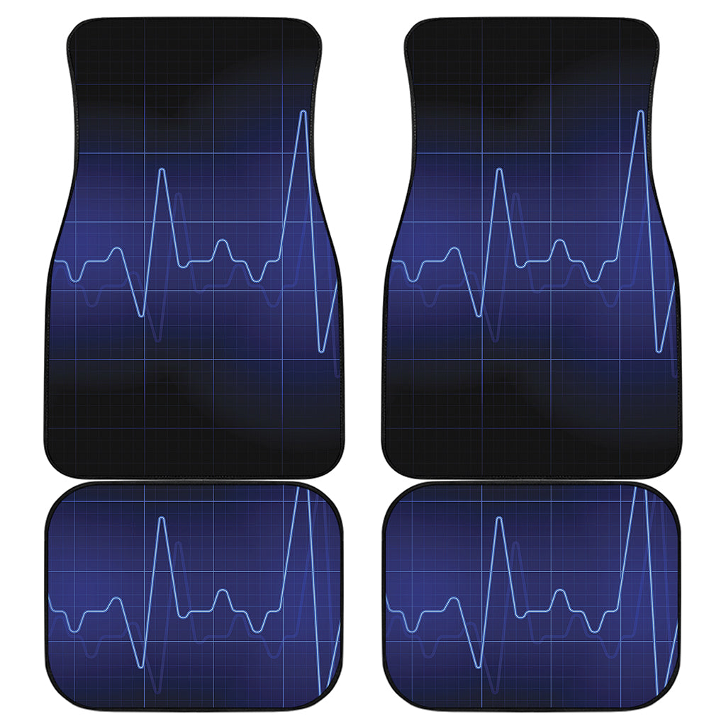 Blue Heartbeat Print Front and Back Car Floor Mats