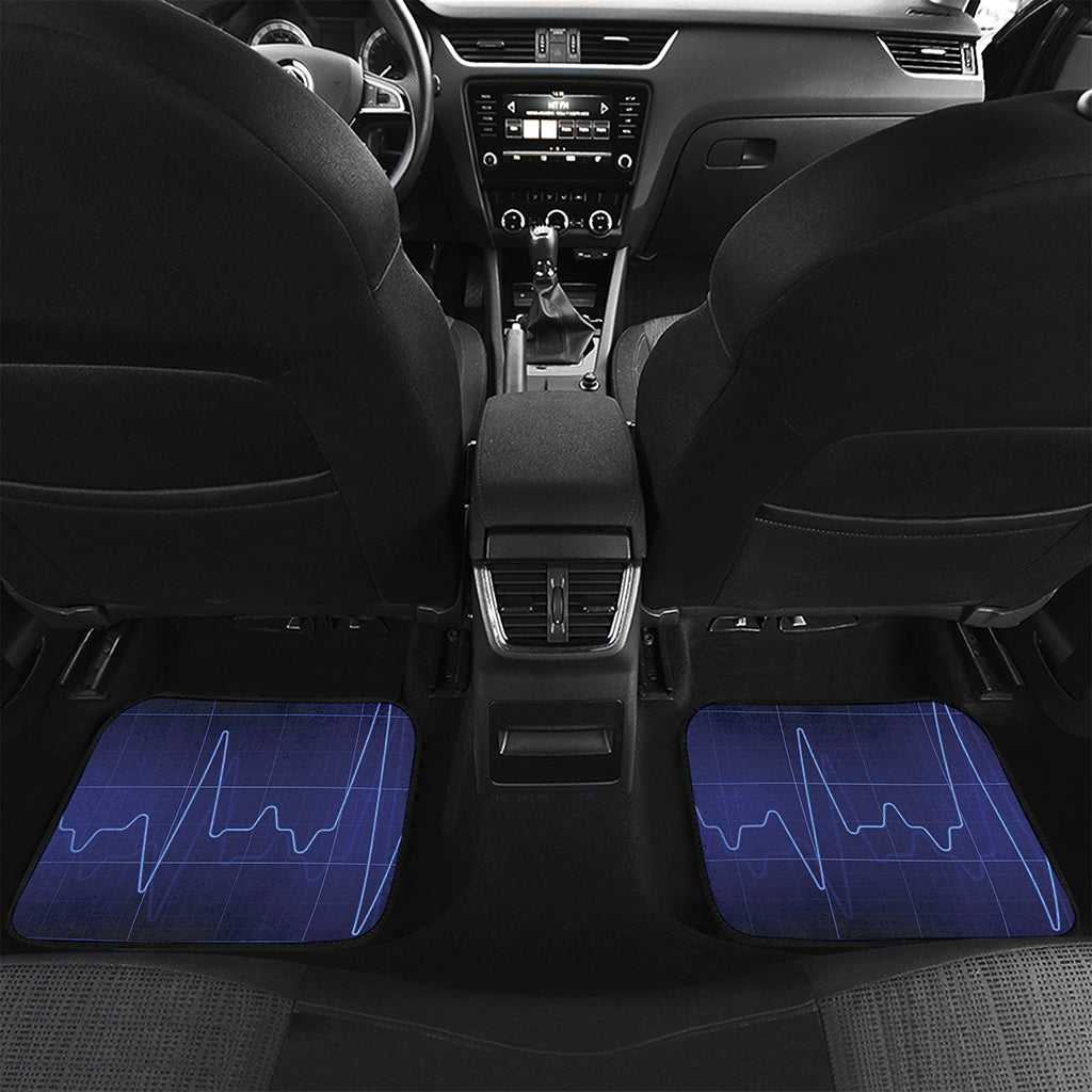 Blue Heartbeat Print Front and Back Car Floor Mats