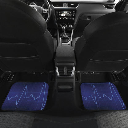 Blue Heartbeat Print Front and Back Car Floor Mats