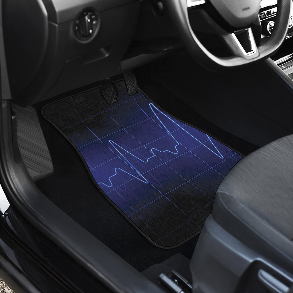 Blue Heartbeat Print Front and Back Car Floor Mats