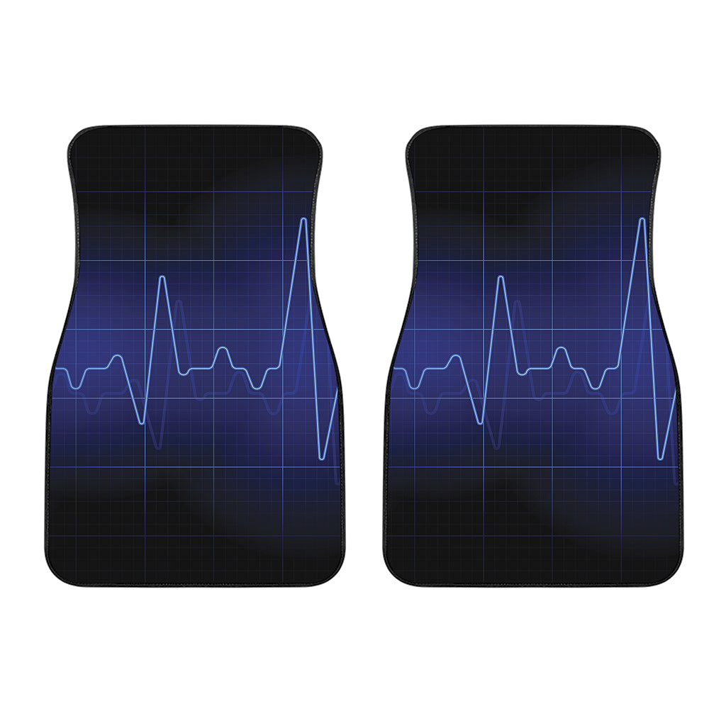 Blue Heartbeat Print Front Car Floor Mats