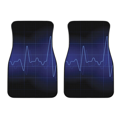 Blue Heartbeat Print Front Car Floor Mats