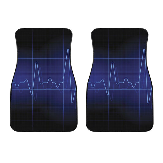 Blue Heartbeat Print Front Car Floor Mats