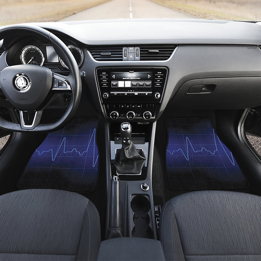 Blue Heartbeat Print Front Car Floor Mats