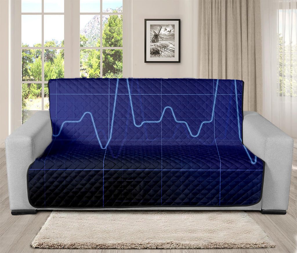 Blue Heartbeat Print Futon Protector