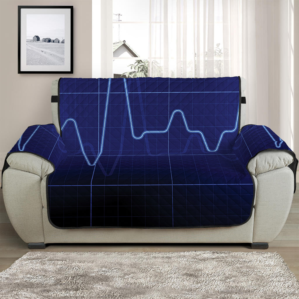 Blue Heartbeat Print Half Sofa Protector