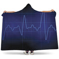 Blue Heartbeat Print Hooded Blanket