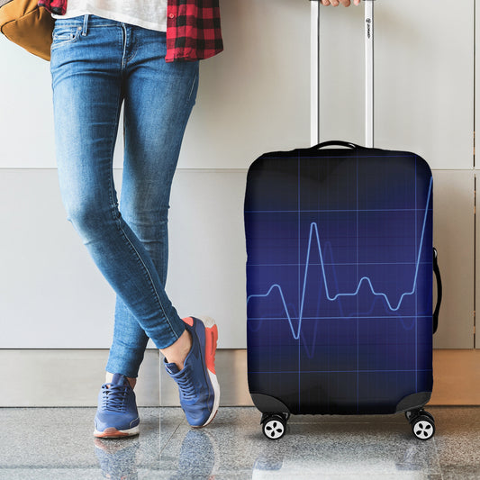 Blue Heartbeat Print Luggage Cover