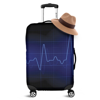 Blue Heartbeat Print Luggage Cover