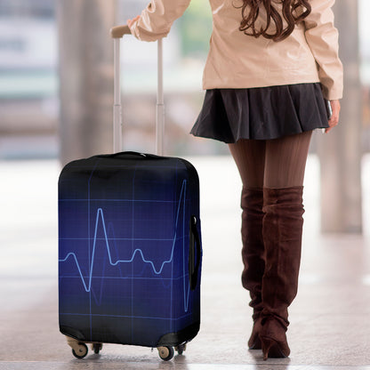 Blue Heartbeat Print Luggage Cover