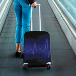 Blue Heartbeat Print Luggage Cover