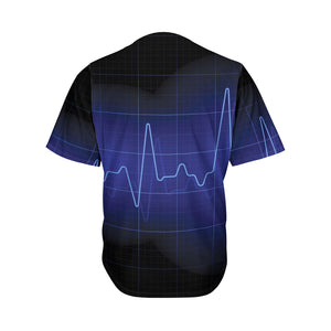 Blue Heartbeat Print Men's Baseball Jersey