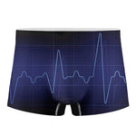 Blue Heartbeat Print Men's Boxer Briefs
