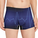 Blue Heartbeat Print Men's Boxer Briefs
