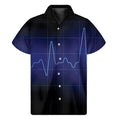 Blue Heartbeat Print Men's Short Sleeve Shirt