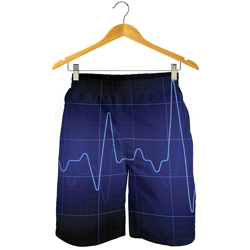 Blue Heartbeat Print Men's Shorts