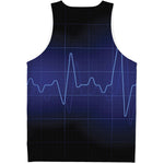 Blue Heartbeat Print Men's Tank Top