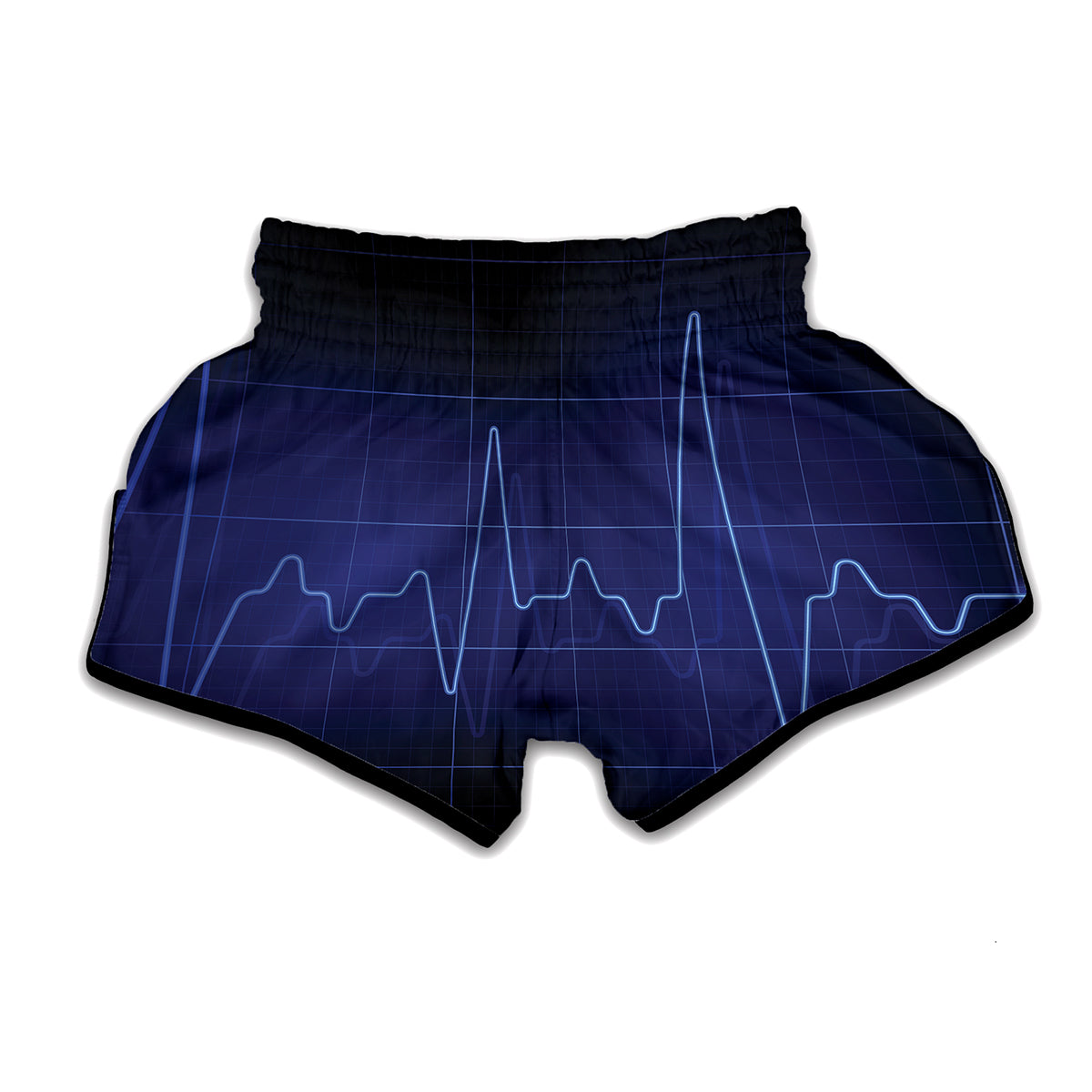Blue Heartbeat Print Muay Thai Boxing Shorts