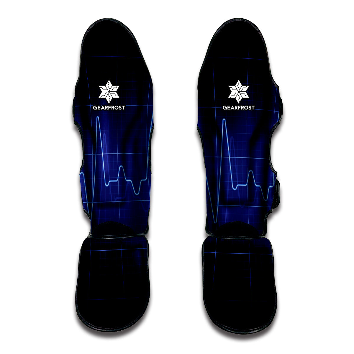 Blue Heartbeat Print Muay Thai Shin Guard