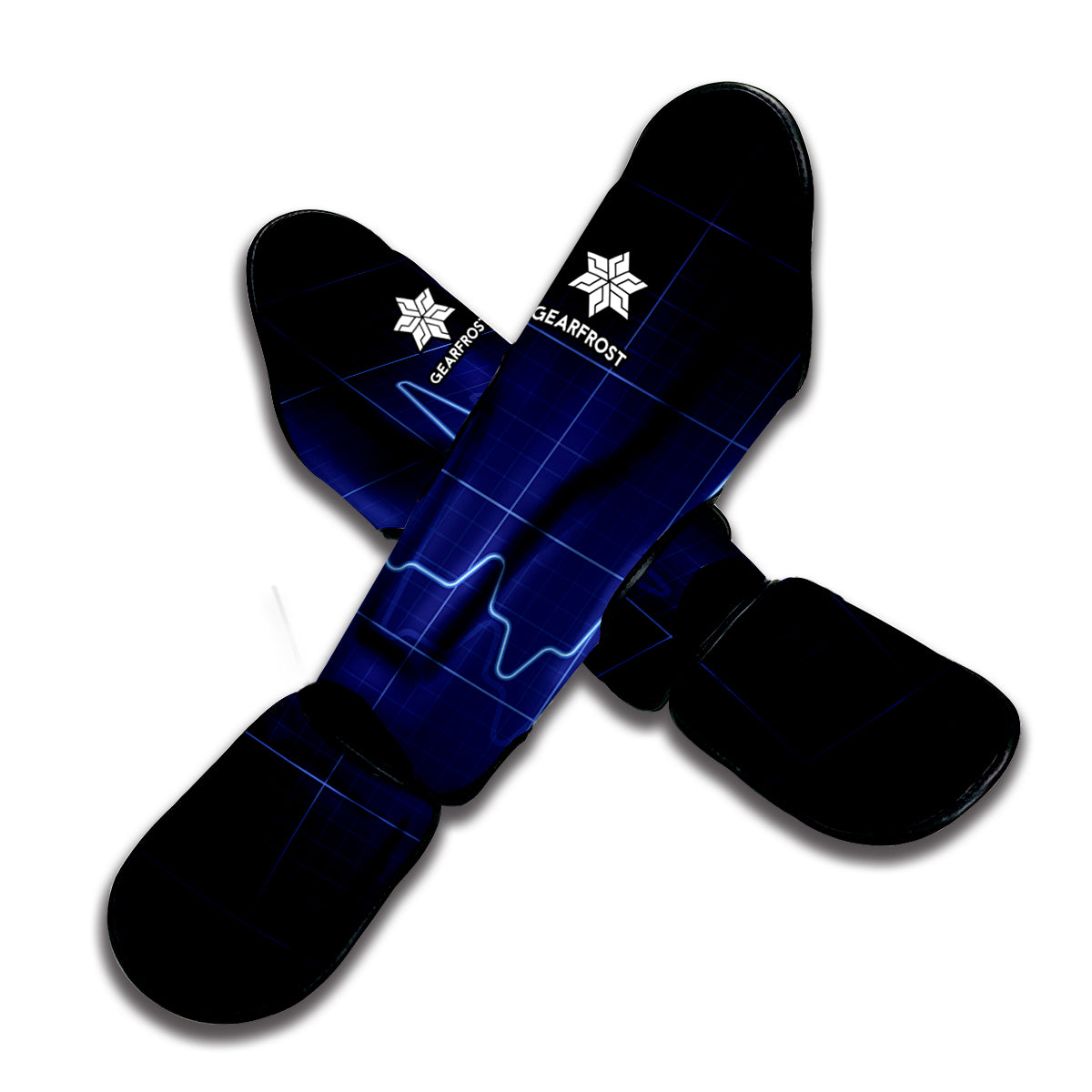 Blue Heartbeat Print Muay Thai Shin Guard