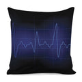 Blue Heartbeat Print Pillow Cover