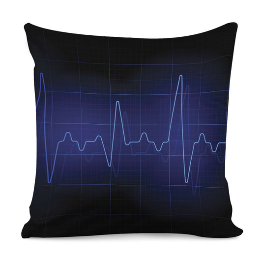 Blue Heartbeat Print Pillow Cover