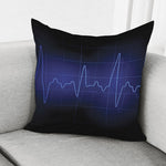 Blue Heartbeat Print Pillow Cover
