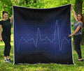 Blue Heartbeat Print Quilt