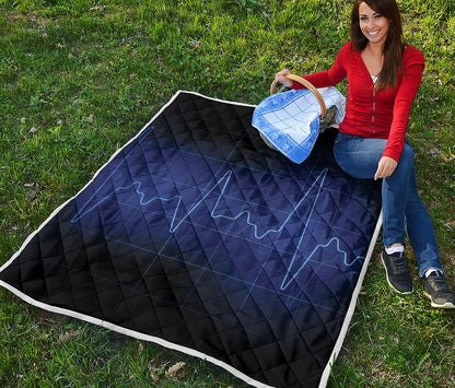 Blue Heartbeat Print Quilt