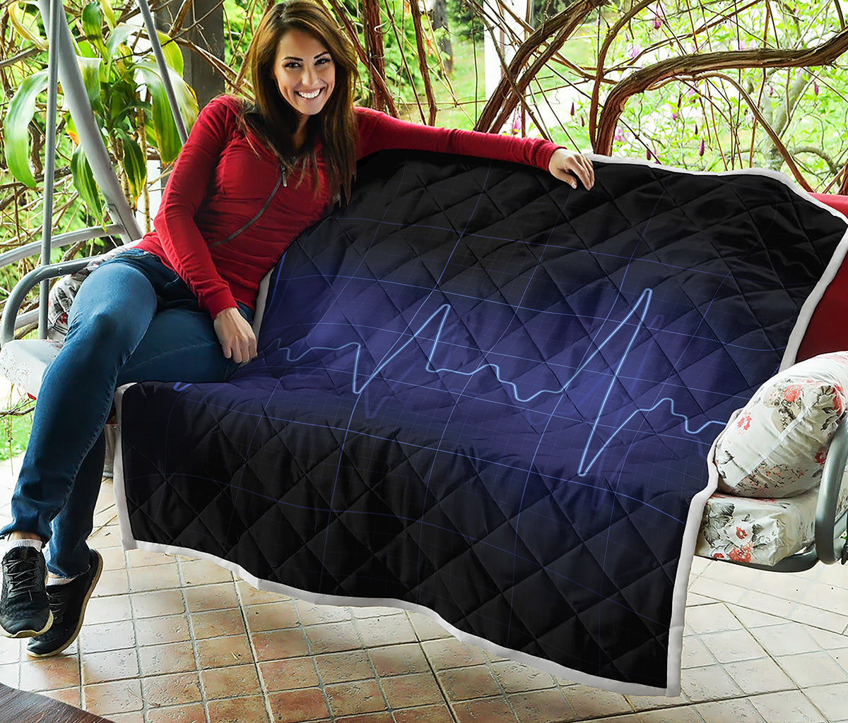 Blue Heartbeat Print Quilt