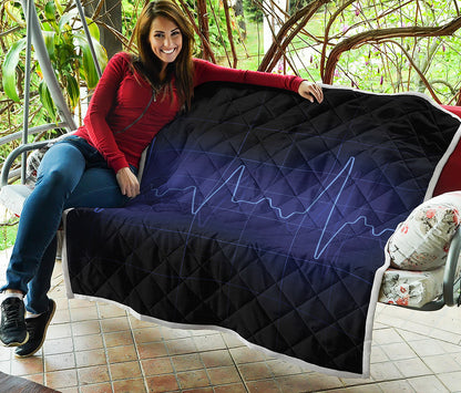 Blue Heartbeat Print Quilt