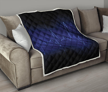 Blue Heartbeat Print Quilt