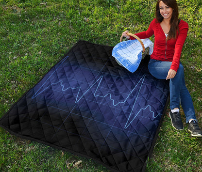 Blue Heartbeat Print Quilt