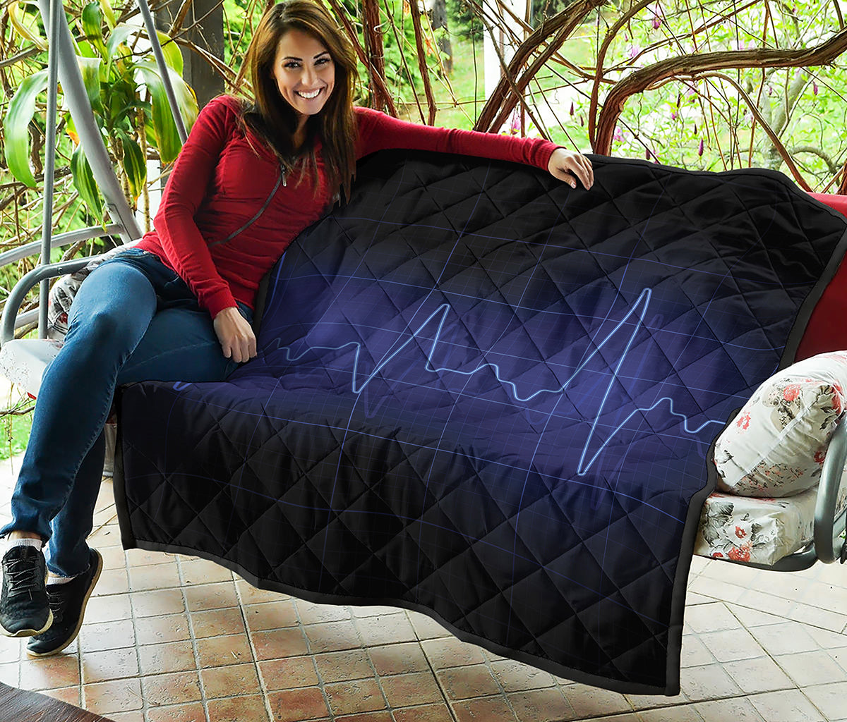 Blue Heartbeat Print Quilt