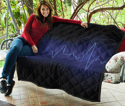 Blue Heartbeat Print Quilt