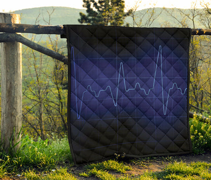 Blue Heartbeat Print Quilt