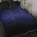 Blue Heartbeat Print Quilt Bed Set
