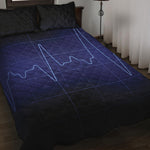 Blue Heartbeat Print Quilt Bed Set