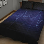 Blue Heartbeat Print Quilt Bed Set