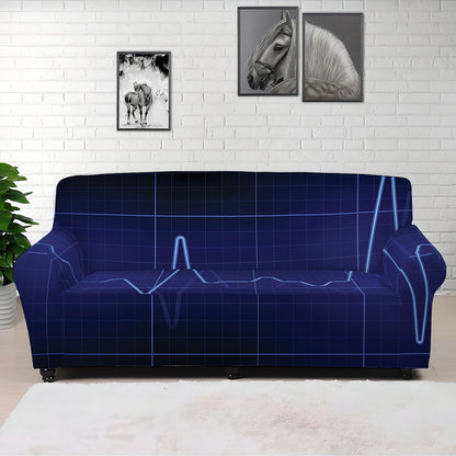 Blue Heartbeat Print Sofa Cover