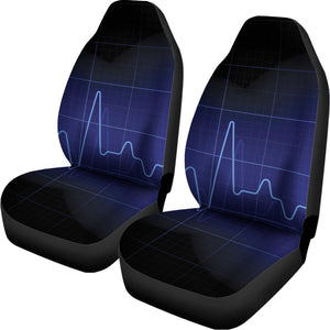 Blue Heartbeat Print Universal Fit Car Seat Covers