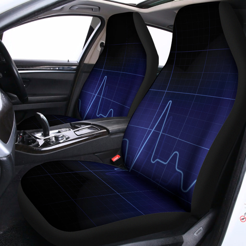 Blue Heartbeat Print Universal Fit Car Seat Covers