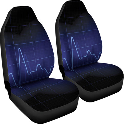 Blue Heartbeat Print Universal Fit Car Seat Covers