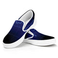Blue Heartbeat Print White Slip On Sneakers