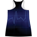 Blue Heartbeat Print Women's Racerback Tank Top