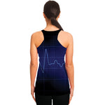 Blue Heartbeat Print Women's Racerback Tank Top