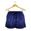 Blue Heartbeat Print Women's Shorts